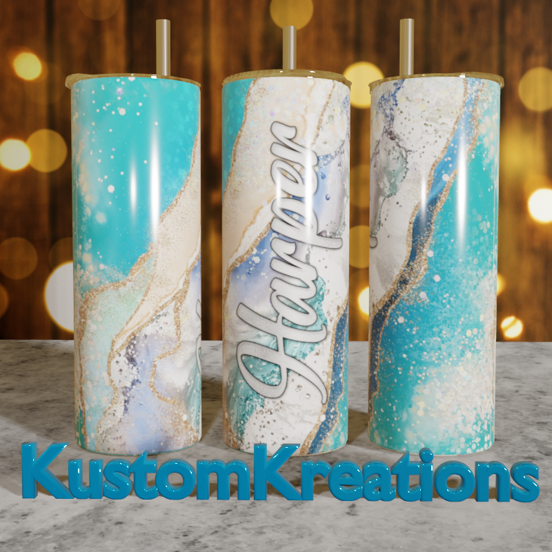 Blue, Purple, Silver Swirl 20 oz. Skinny Handle Tumbler – Elys Kay  Kreations LLC